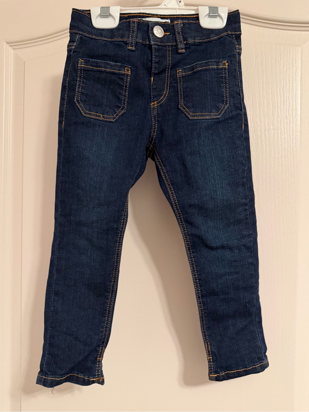 Zara Dark Blue Denim Jeans with Orange Stitching